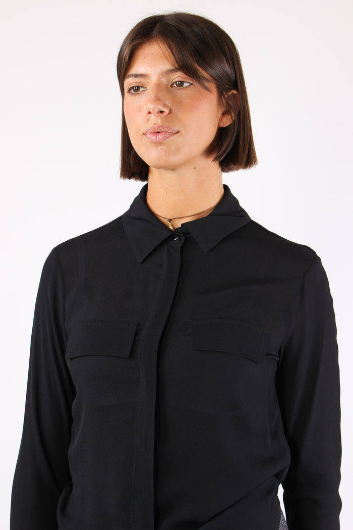 Camicia Viscosa Taschine Nero-7
