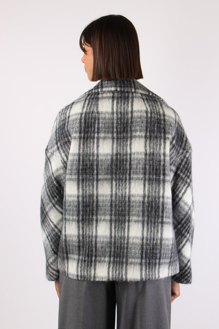 Cappotto Corto Check Nero-4