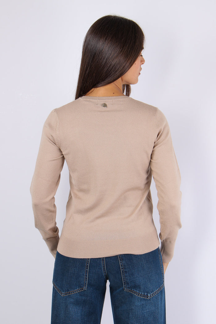 Maglia Girocollo Viscosa Cammello-3