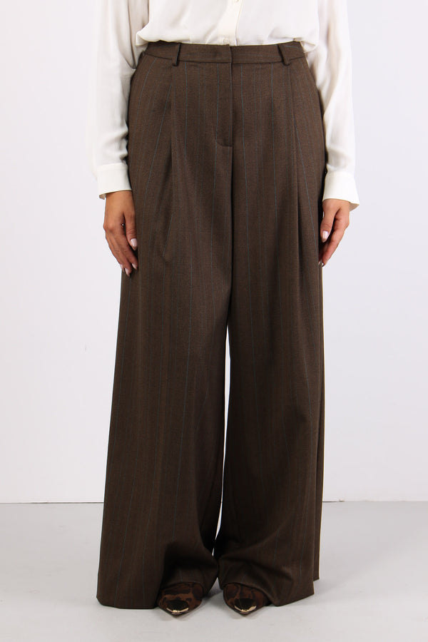 Pantalone Dritto Pences Gessato Espresso-2