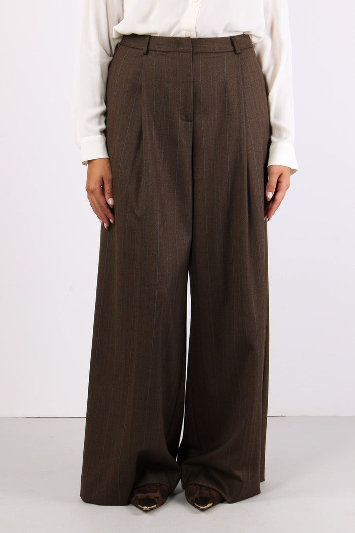 Pantalone Dritto Pences Gessato Espresso-2