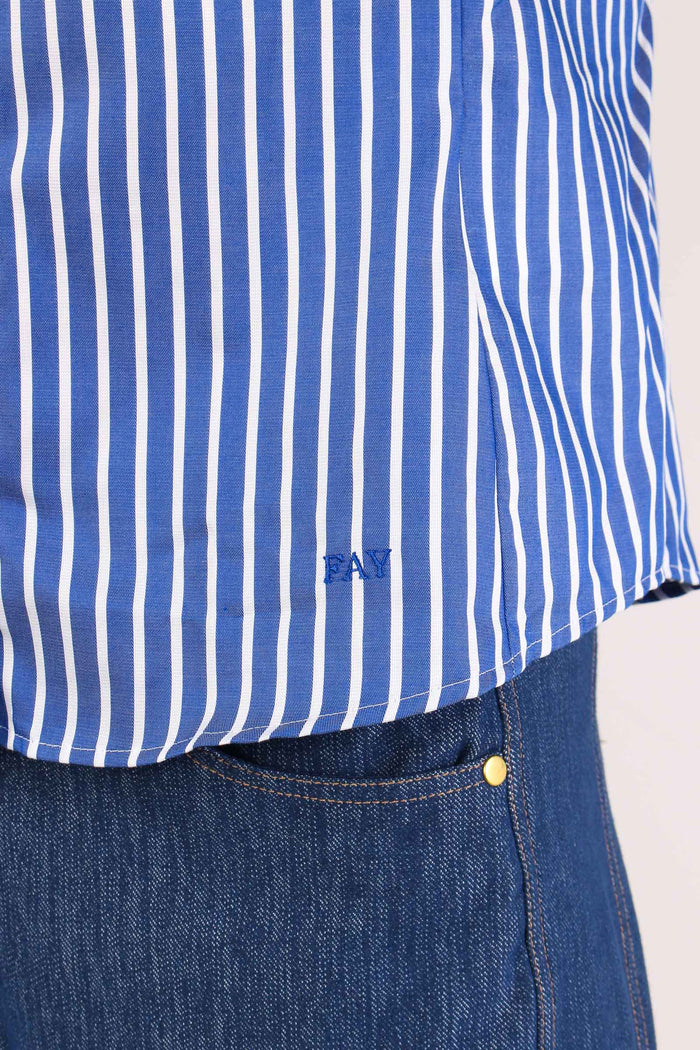 Camicia Manica Corta Riga Blu/bianco-10