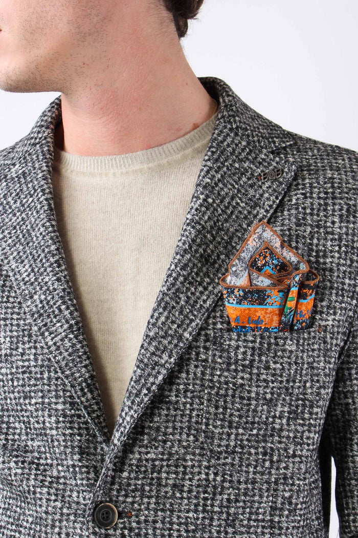 Giacca Micro Quadro Bianco/nero-8