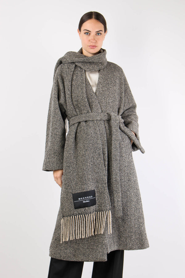 Zenica Cappotto Spinato Cintur Nero/cacha-2