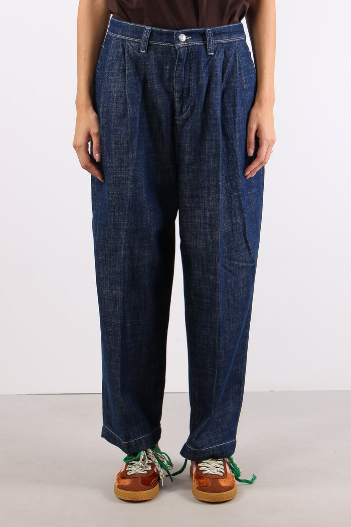 Pantalone Relaxed Wide Leg Blu Navy-2