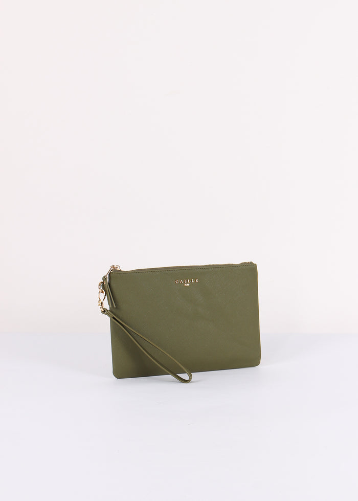 Pochette Saffiano Logo Verde Bosco-4