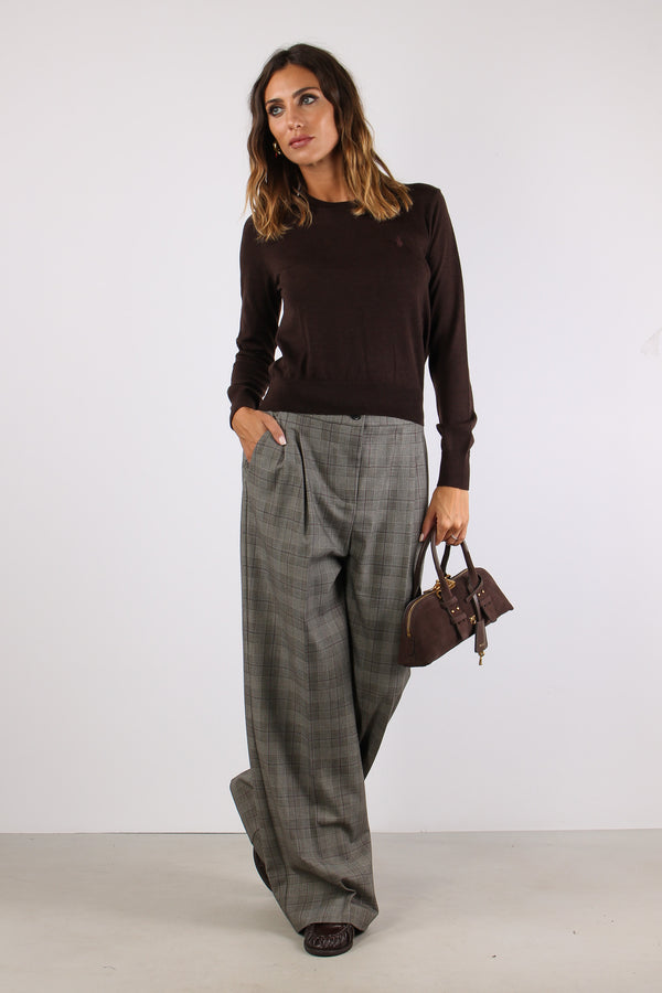 Maglia Girocollo Lana Merinos Chocolate Melange-2