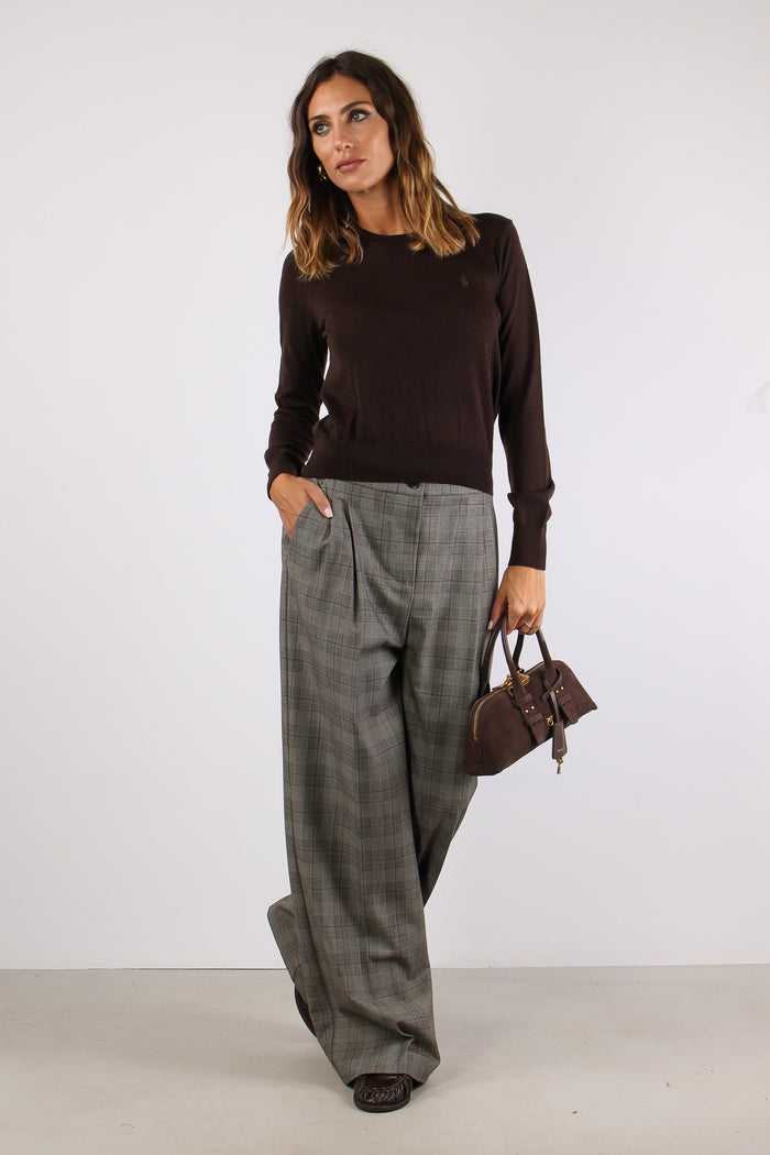Maglia Girocollo Lana Merinos Chocolate Melange-2