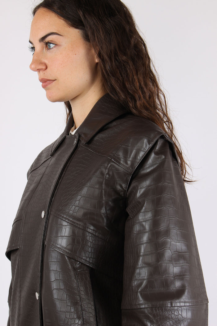 Bomber Ecopelle Stampa Cocco Brown-8