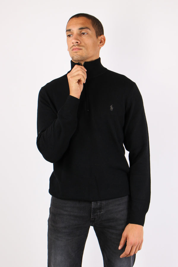 Felpa Mezza Zip Lambswool Polo Black-2