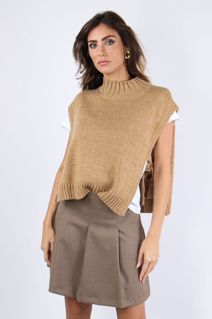 Gilet Fiocchi Laterali Cammello-2