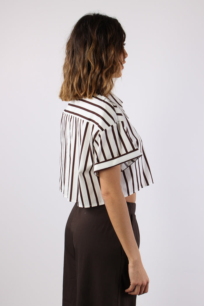 Camicia Corta Riga Bianco/moro-5