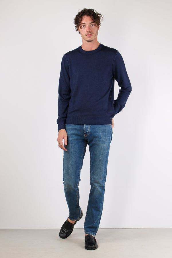 Maglia Lana Effetto Lavato Blu