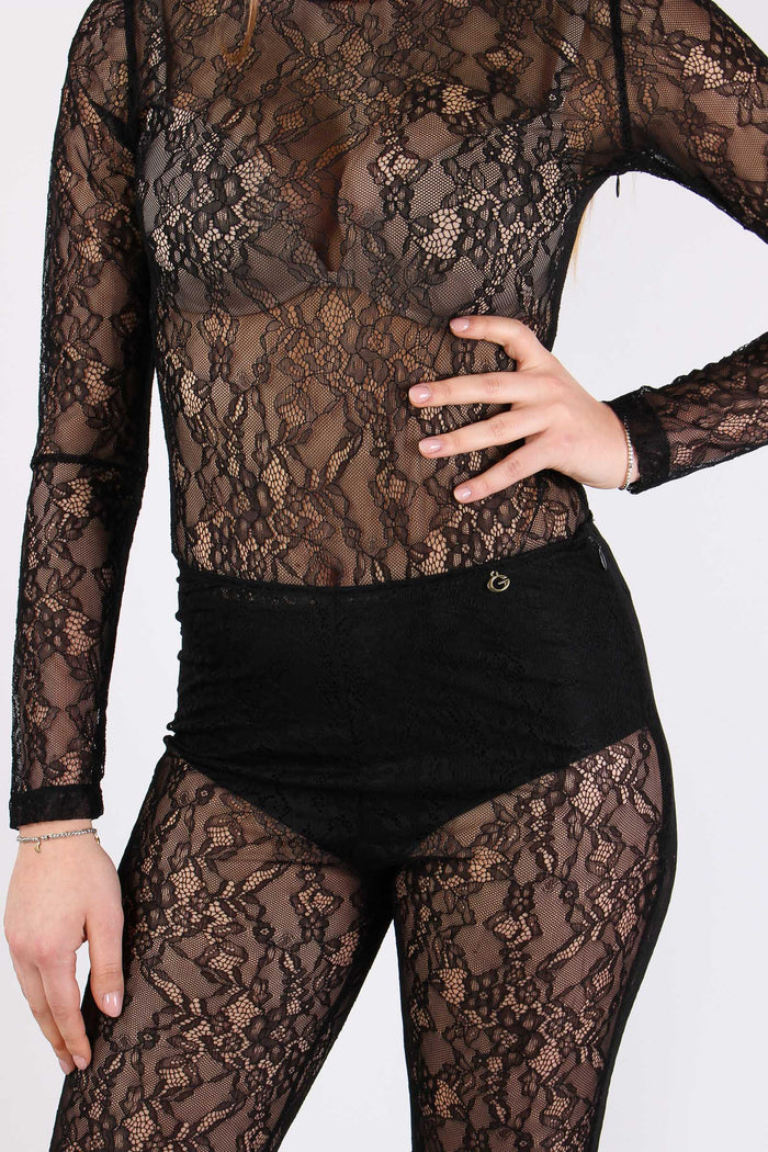 Body Pizzo Manica Lunga Nero-8