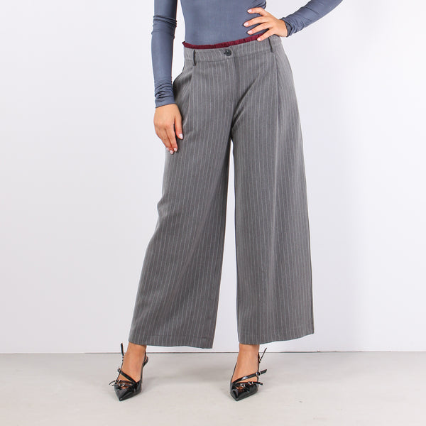 Pantalone Palazzo Gessato Grigio-2