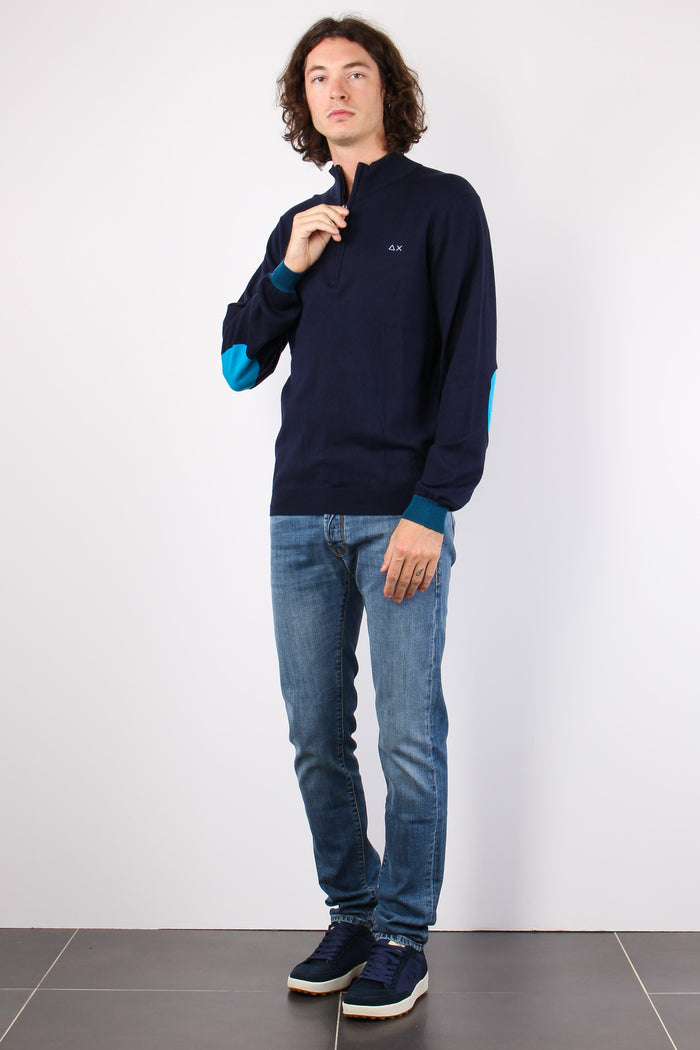 Mezza Zip Toppe Contrasto Navy Blue