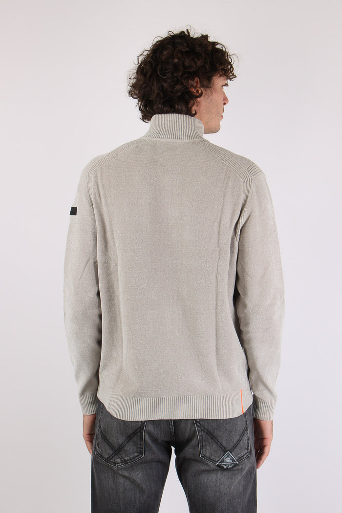 Maglia Mezza Zip Velluto White Sand-5