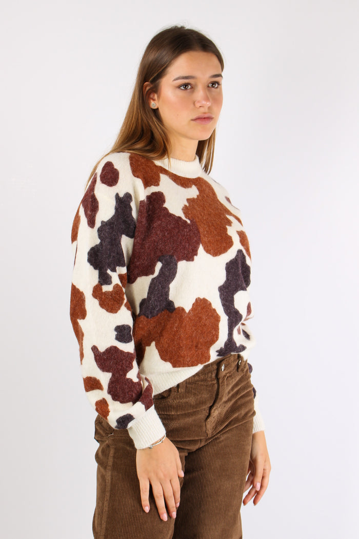 Maglia Stampa Cow Skin Panna-6