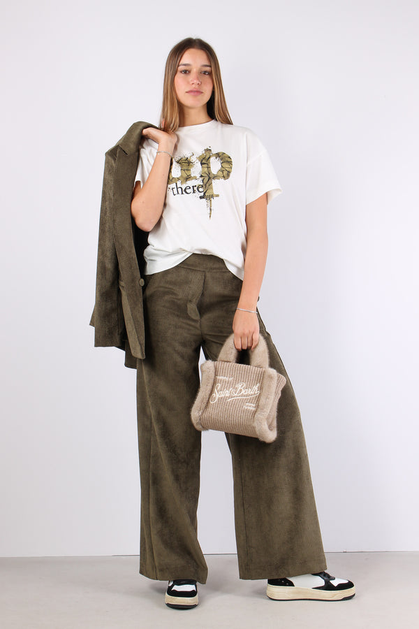 Pantalone Palazzo Largo Vellut Militare
