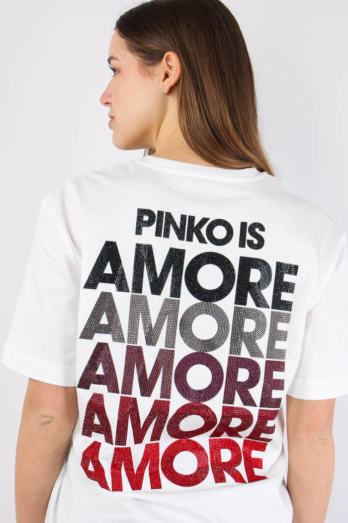Strepitoso T-shirt Logo Strass Bianco/rosso-3