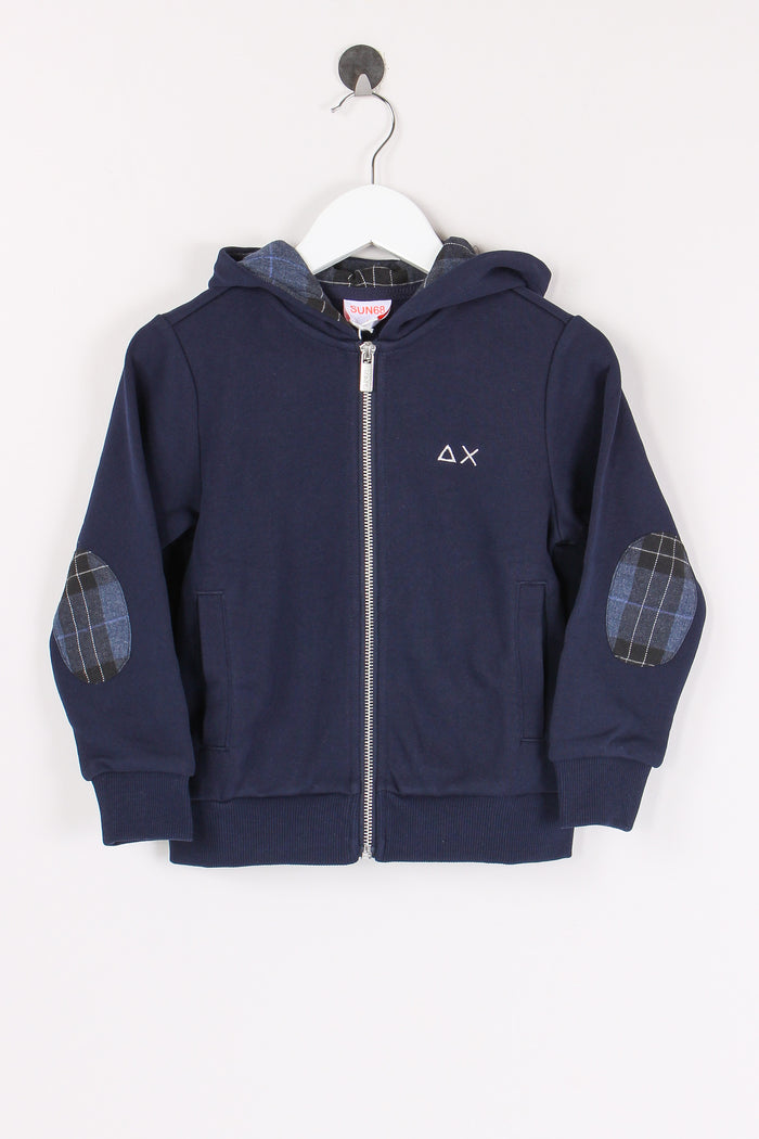 Felpa Full Zip Inserto Check Navy Blue