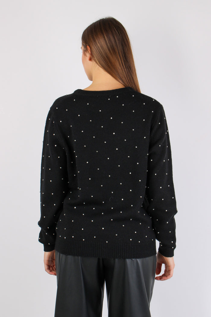 Maglia Inserto Strass Black-4