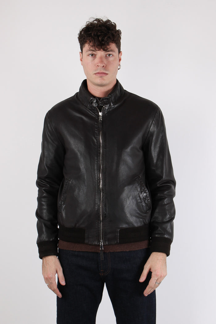 Bomber Pelle Interno Resca Dark Brown