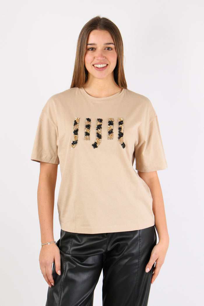 T-shirt Logo Strass Vanilla-2