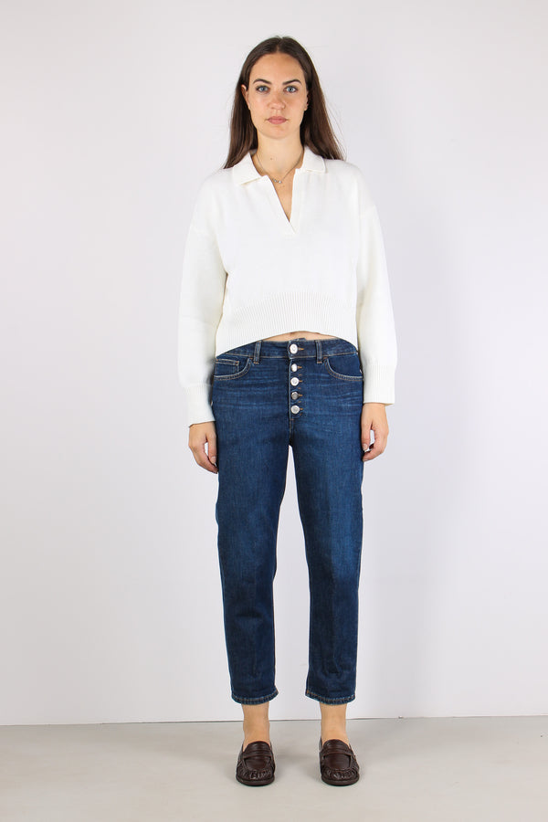 Koons Denim Bottone Gioiello Denim Medio