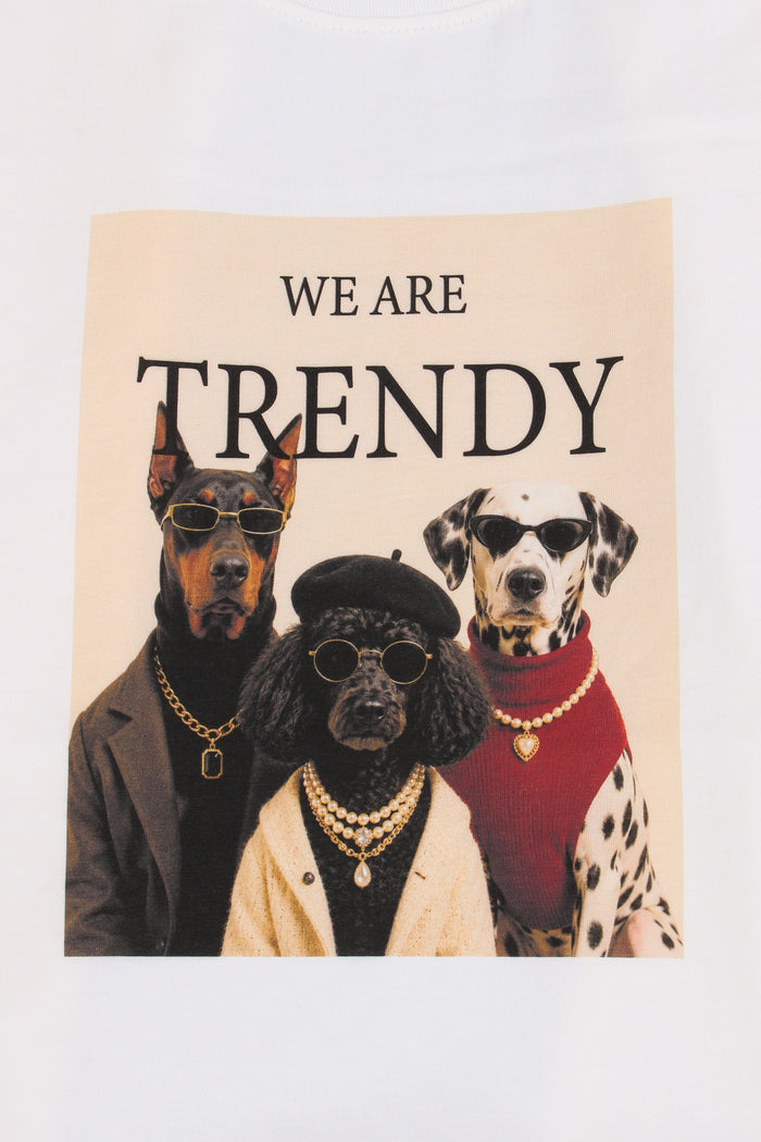 T-shirt Stampa Cani  Trendy Panna-7