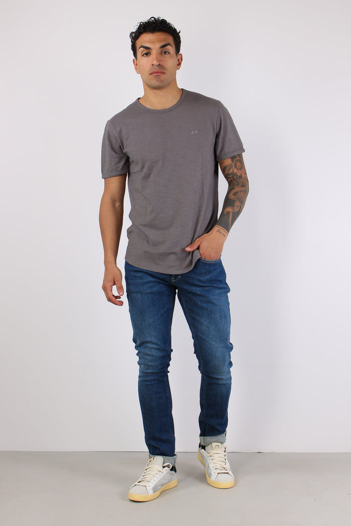 T-shirt Cotone Fiammato Inchiostro-2