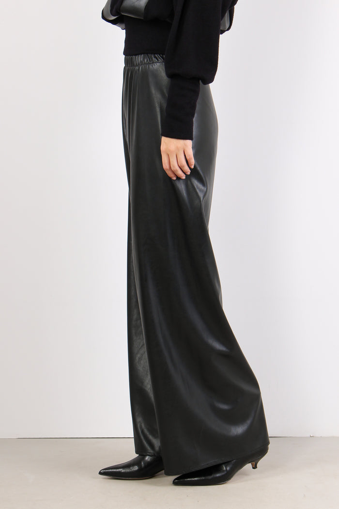 Pantalone Scampanato Ecopelle Nero-10