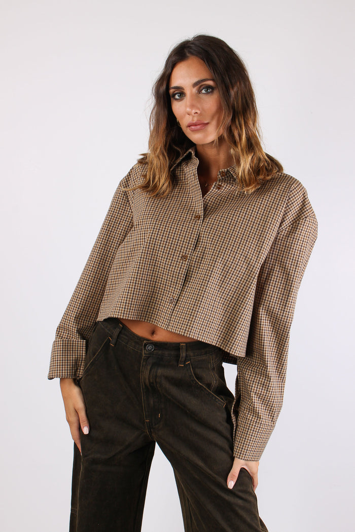 Camicia Microquadro Cammello-3