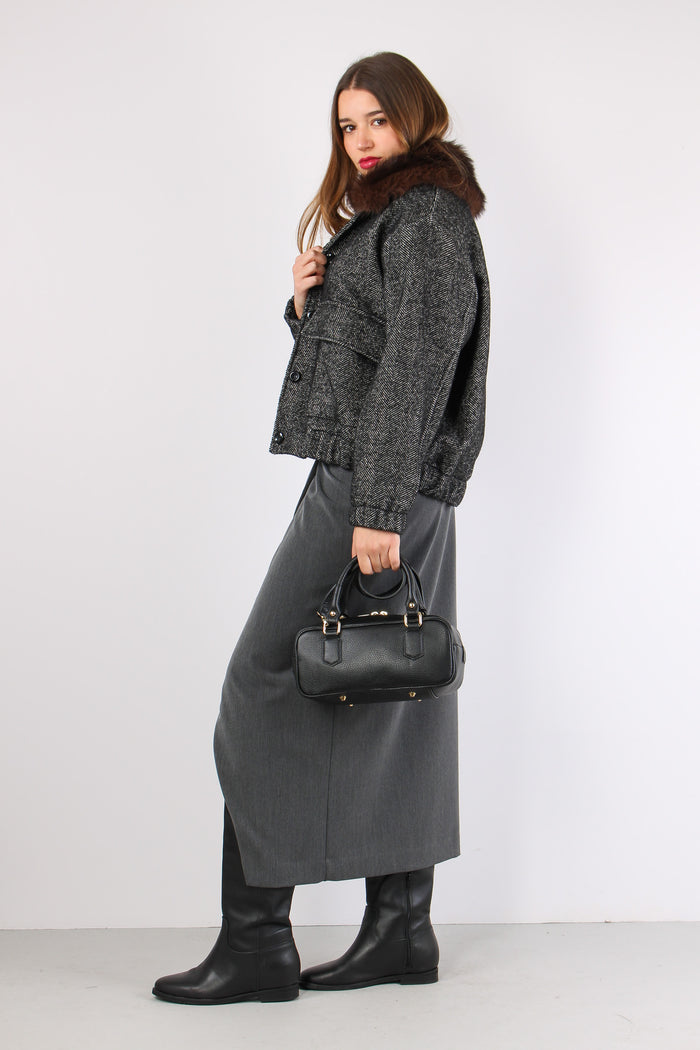 Bomber Resca Ecopelliccia Nero-7