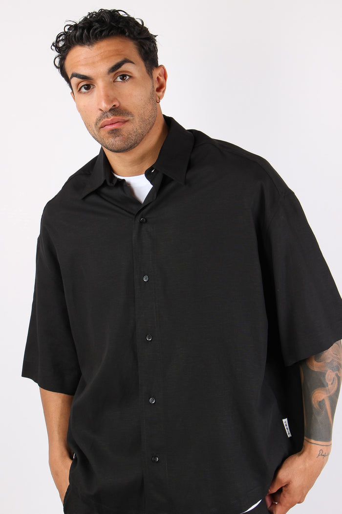 Camicia Mc Viscosa Lino Nero-7