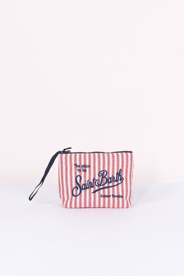 Aline Pochette Canvas Righe Rosso/bianco