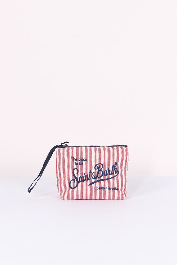 Aline Pochette Canvas Righe Rosso/bianco
