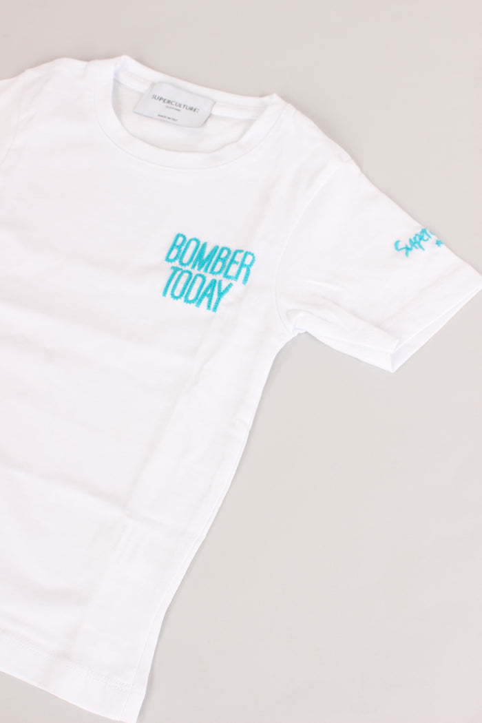 T-shirt Ricamo Bomber White-3
