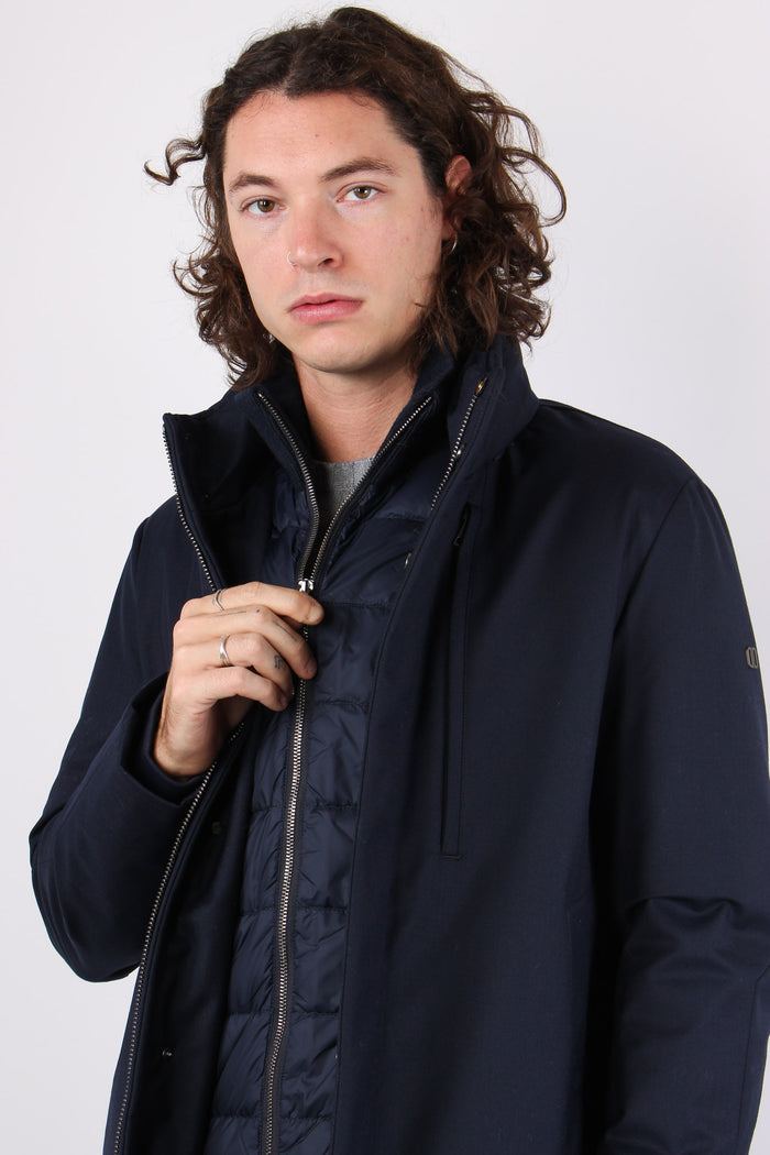 Cappotto Lana Interno Piuma Blu-6