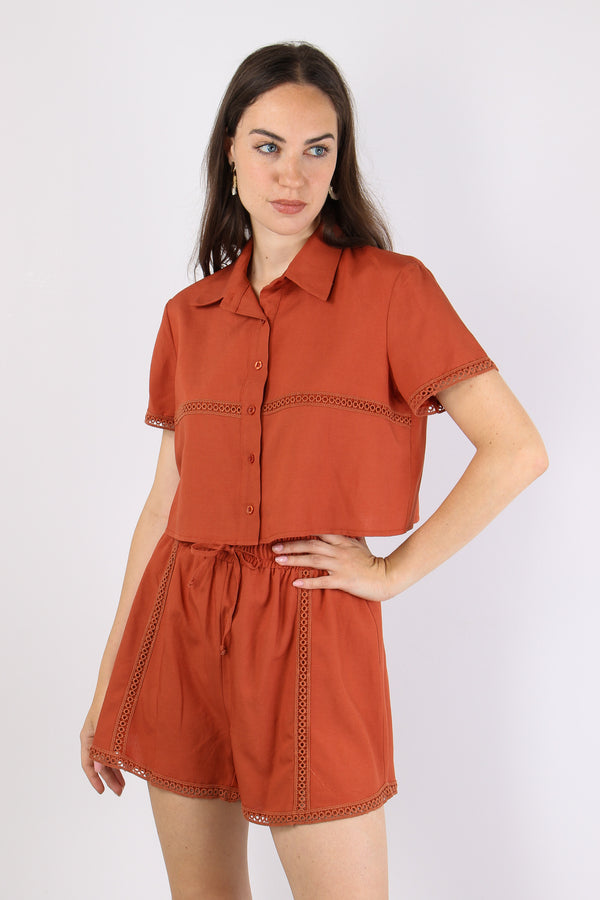 Camicia Corta Inserto Macrame Grondaia