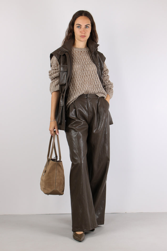 Pantalone Ecopelle Pences Moro-5