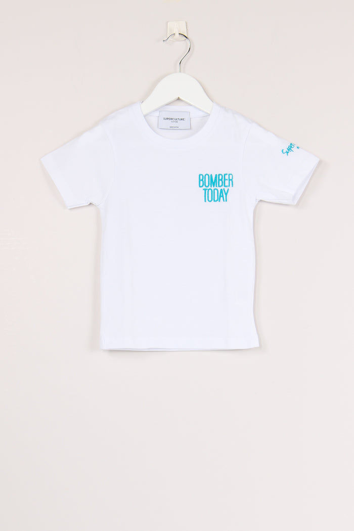T-shirt Ricamo Bomber White