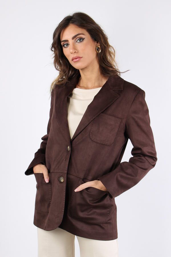 Giacca Over Scamosciata Moro