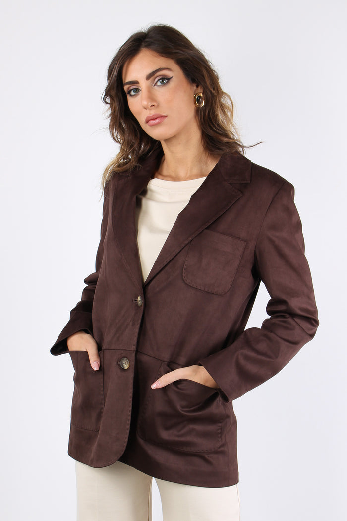 Giacca Over Scamosciata Moro