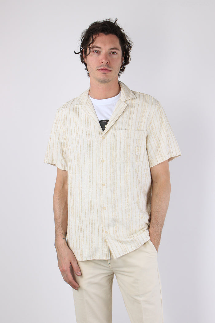 Camicia Mc Misto Lino Ecru