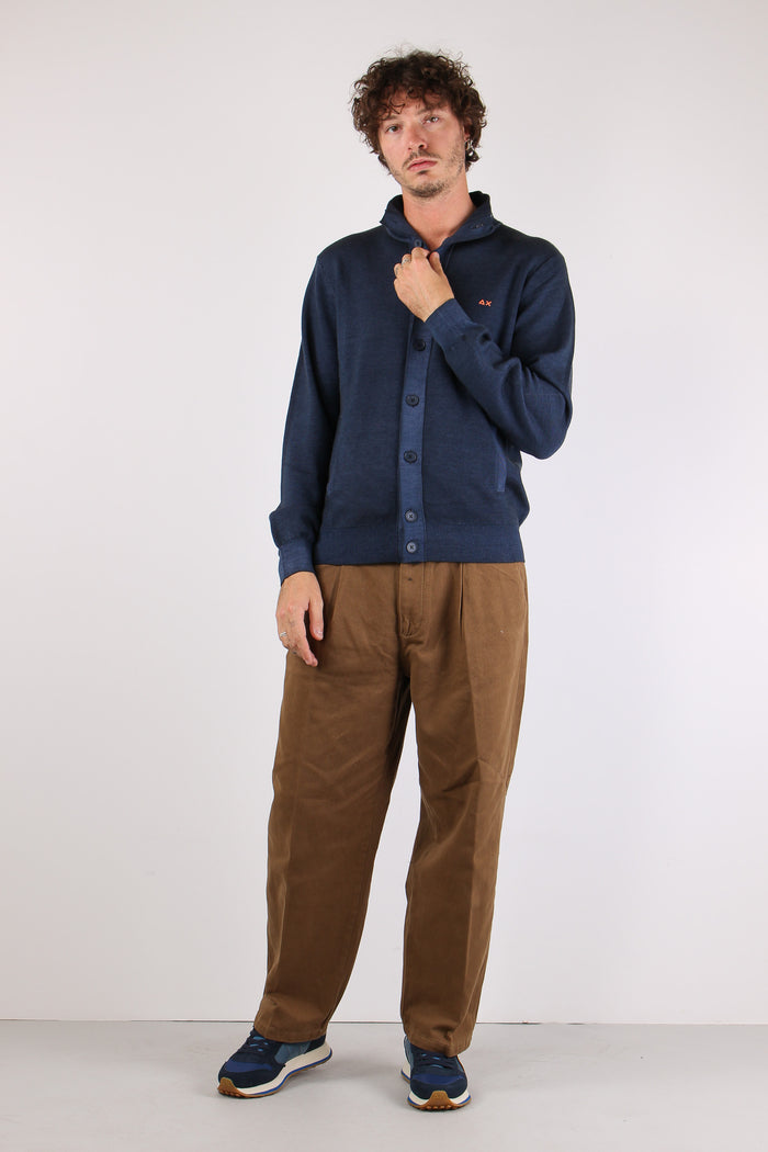 Cardigan Lana Bottoni Tinto Ca Navy Blue