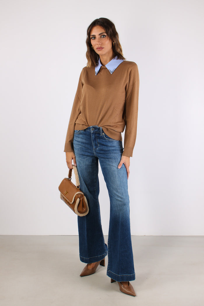 Maglia Colletto Strass Cocoa/pop Dusk