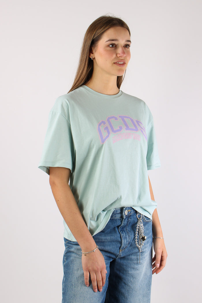 T-shirt Over Logo Centrale Green Water-7