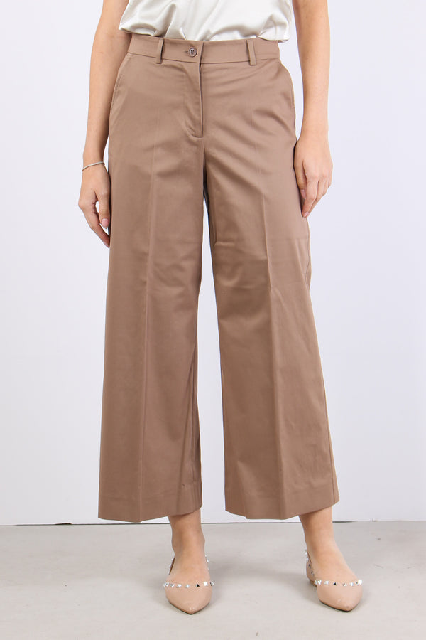 Urial Pantalone Cotone Cropped Castagna-2