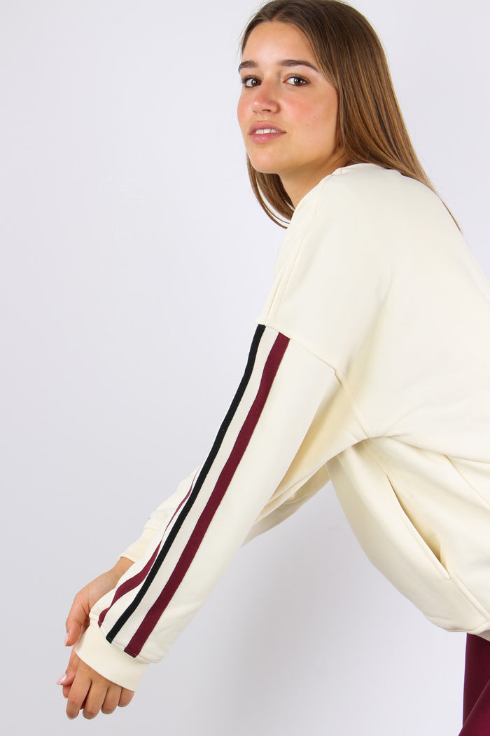 Felpa Regular Logo Tennis Bianco Burro-6